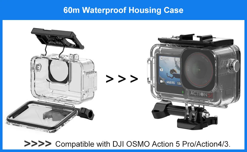 Accessories Bundle for DJI Osmo Action 5 Pro Action 4/3 Waterproof Housing Case Diving Silicone Cover Glass Screen Protector