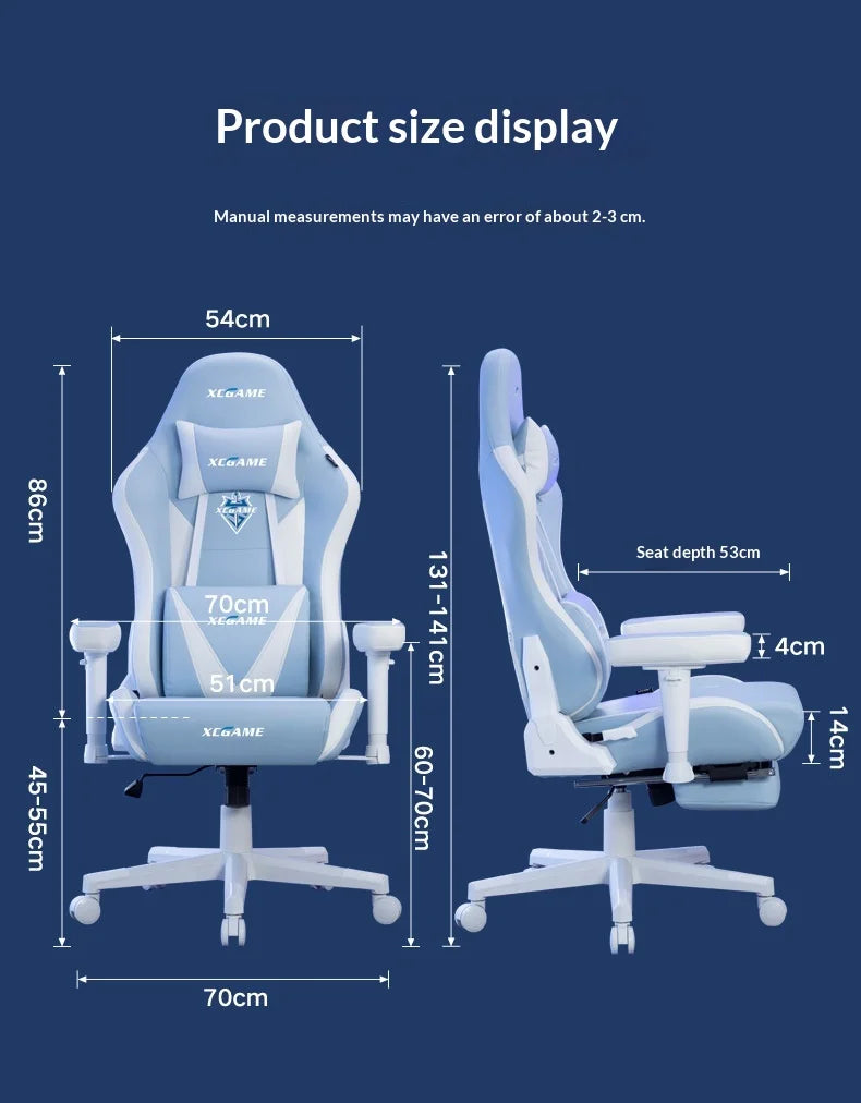 Ergonomic Gaming Chair Office Computer Chair Recliner Adjustable Lumbar Headrest PU Leather Home Dorm Student Comfortable