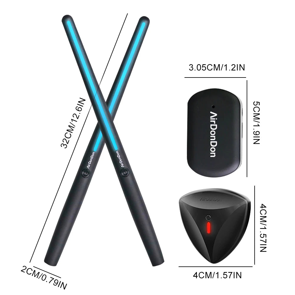 Portable Air Drum Set Virtual Drum Sticks Bluetooth-Compatible Electronic Drum Set Realistic Effect for Beginners Professionals