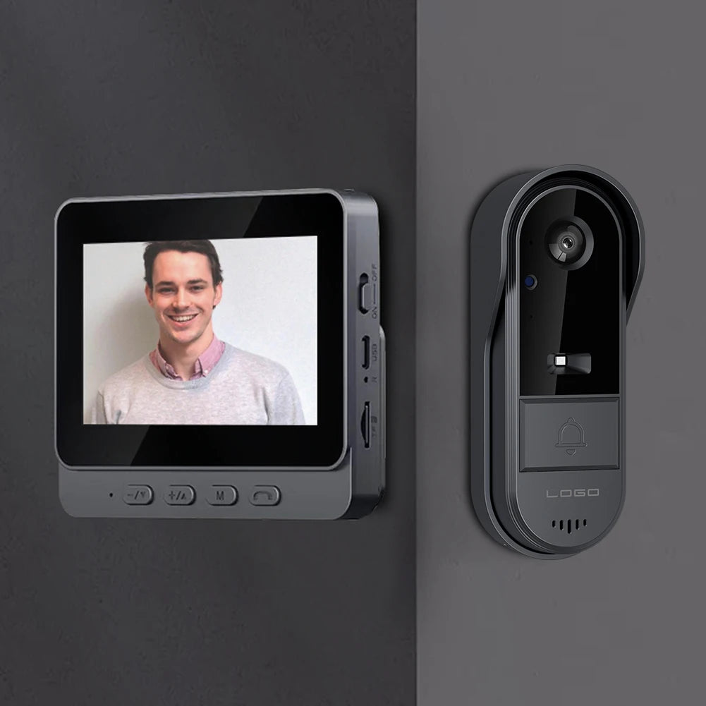 2.4G WiFi Video Intercom Door Bell 4.3 Inch IPS Screen Eye Peephole Camera Waterproof Video Intercom Door Camera for Home Safety