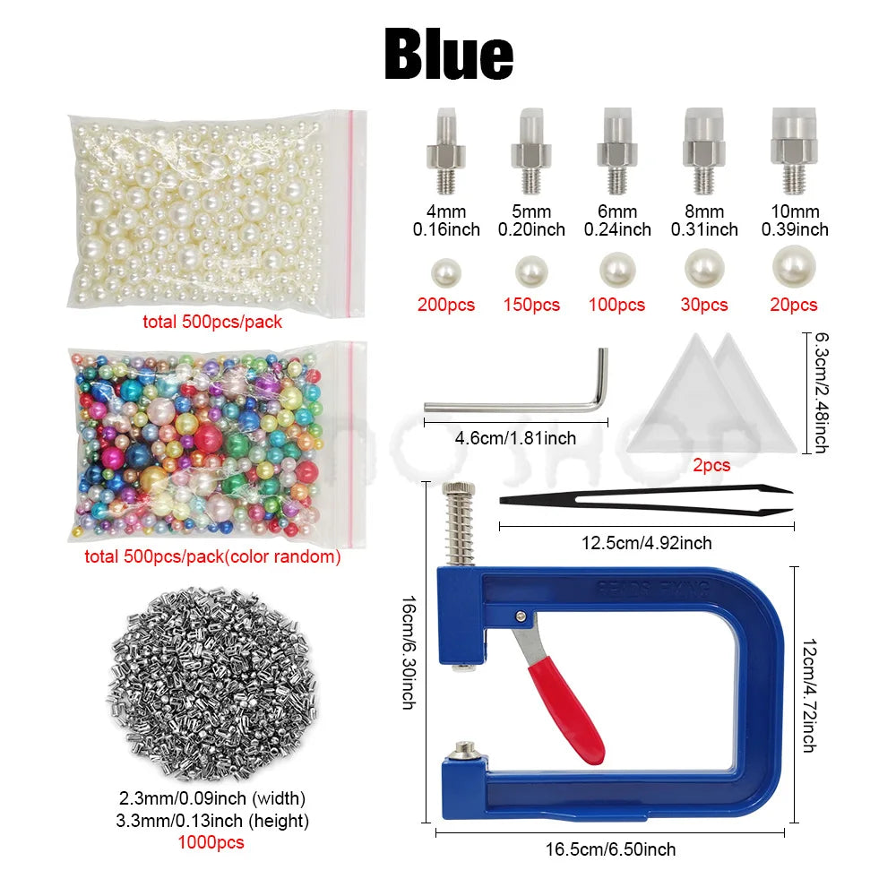 Pearl Setting Machine Manual Clothing Beads Kit with Hand Press Beads Tools Set For Decoration Cloth Bag DIY Project Accessories