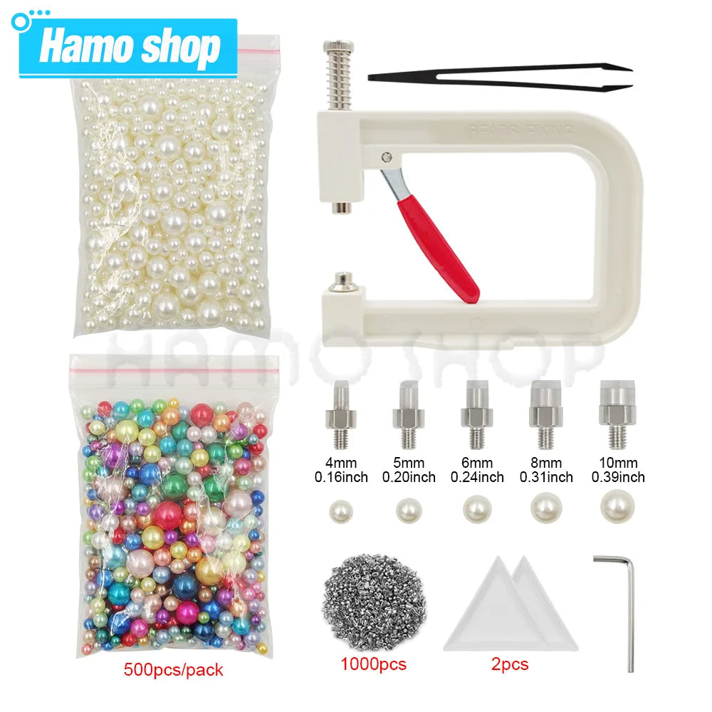 Pearl Setting Machine Manual Clothing Beads Kit with Hand Press Beads Tools Set For Decoration Cloth Bag DIY Project Accessories