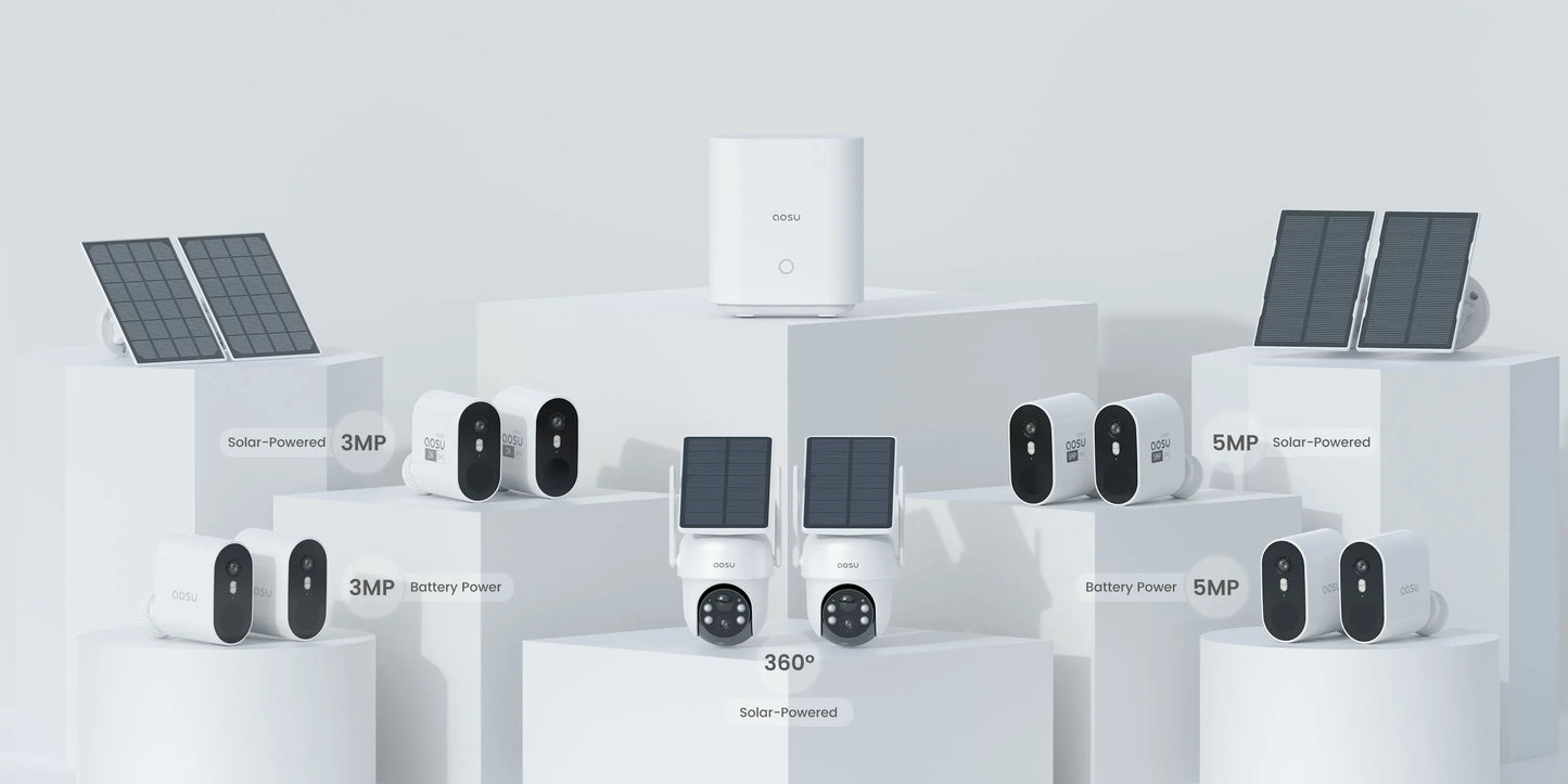 AOSU 3MP PTZ 4/8/12pcs Solar Camera 5000mAh Battery Wireless 2.4Ghz WIFI Camera PIR AI Detection 2-Way Audio Outdoor CCTV Camera