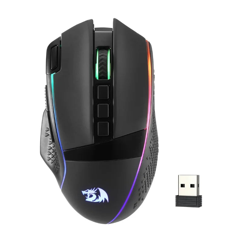 Redragon M991 Wireless Gaming Mouse 26000 DPI 3-Mode Gamer 9 Macro Buttons RGB Backlight Mice, Black