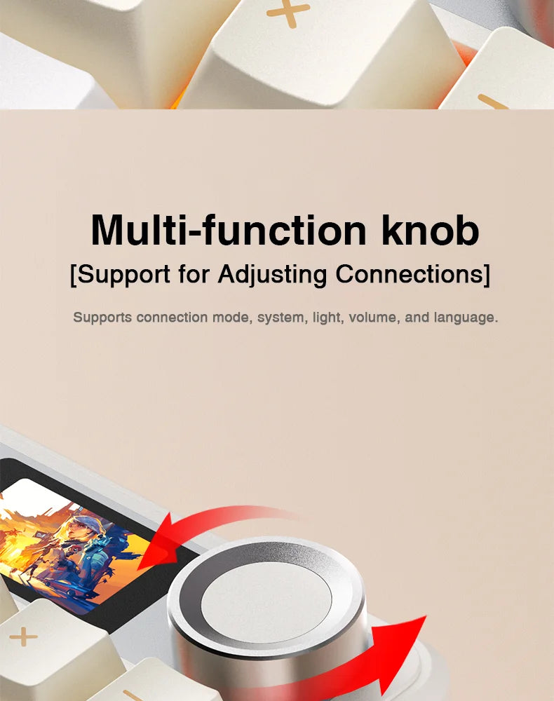 AULA F108pro Wireless Bluetooth Keyboard Macro Gaming keyboard Gasket Hot-swap Full Size Keyboard with TFT Smart Display