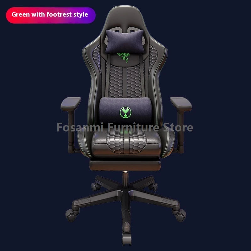 Racing Recline Gaming Chair with Rocking Function Ergonomic Adjustable Home Gamer Computer Chairs Office Leather PC Swivel Chair
