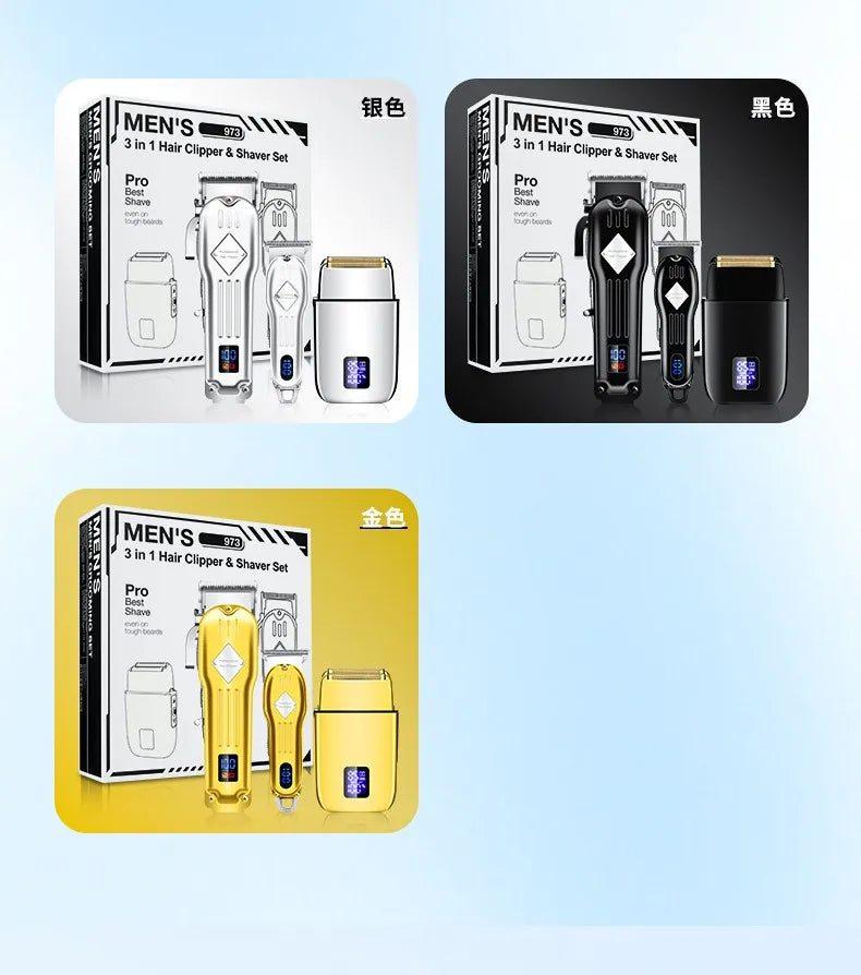 NEW Resuxi 973 3 in 1 Professional Electric Hair Clipper Shaver Set Hair Trimmer Men's Electric Shaver Hair Cutting Machine