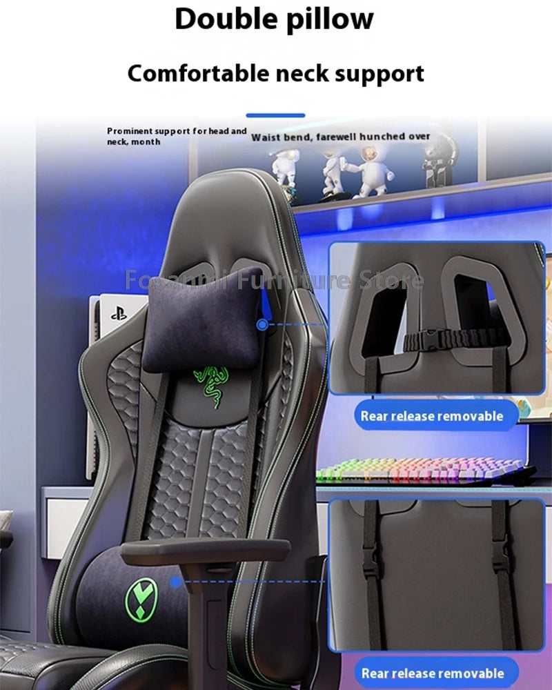 Racing Recline Gaming Chair with Rocking Function Ergonomic Adjustable Home Gamer Computer Chairs Office Leather PC Swivel Chair