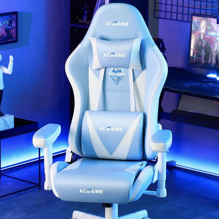 Ergonomic Gaming Chair Office Computer Chair Recliner Adjustable Lumbar Headrest PU Leather Home Dorm Student Comfortable