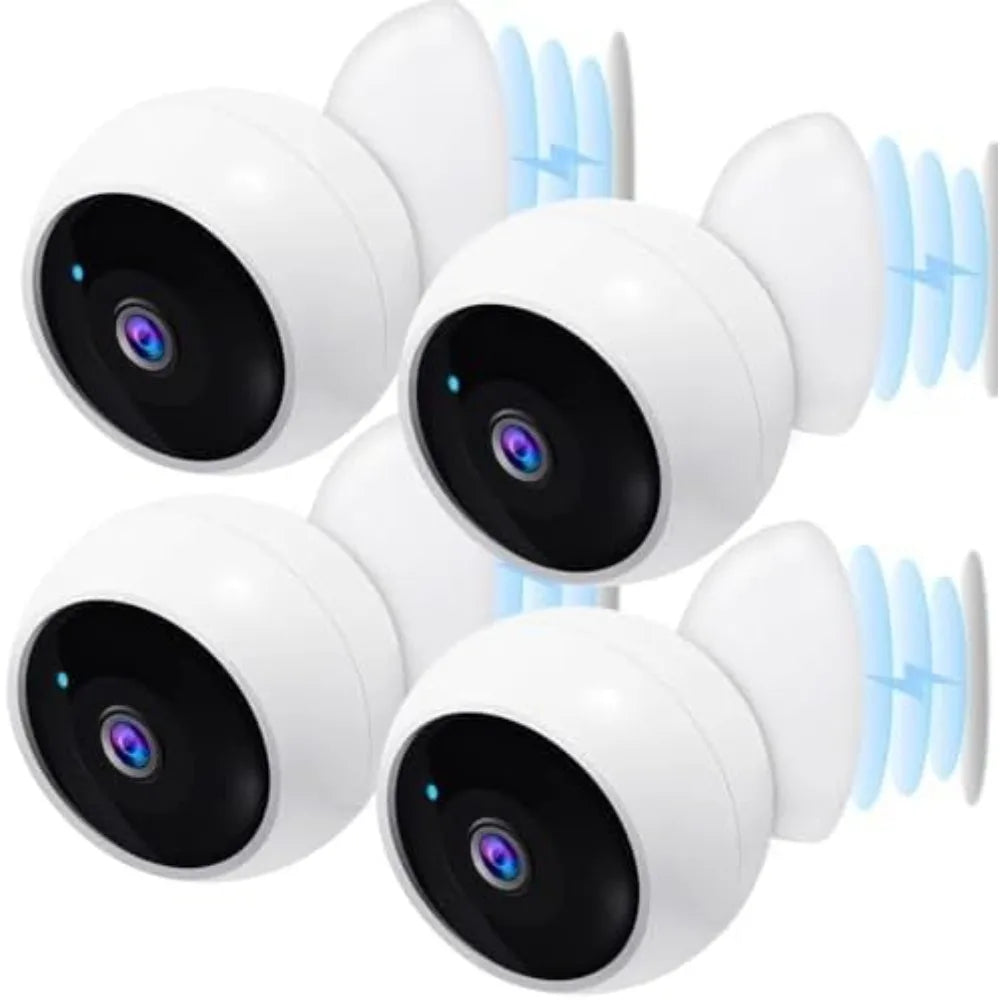security cameras wireless outdoor magnetic - 4-pack install-free indoor smart 2k wifi - long battery life powered wireless secu