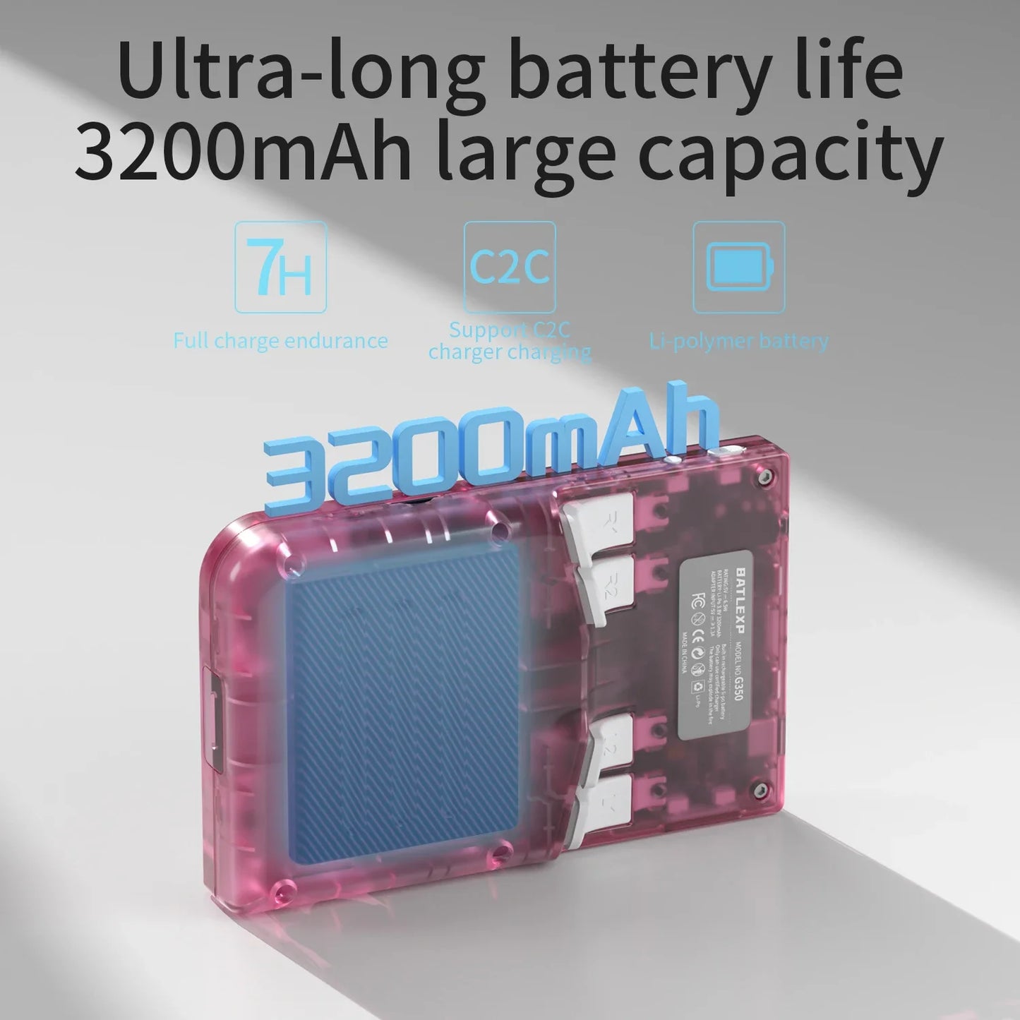 BATLEXP G350 Handheld Game Console 3.5'' IPS Screen Linux System Dual Joystick Vibration Motor Retro Portable Video Console Gift