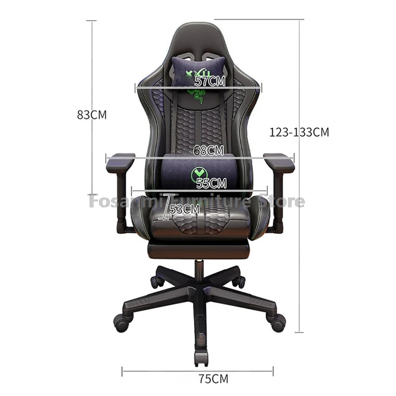 Racing Recline Gaming Chair with Rocking Function Ergonomic Adjustable Home Gamer Computer Chairs Office Leather PC Swivel Chair