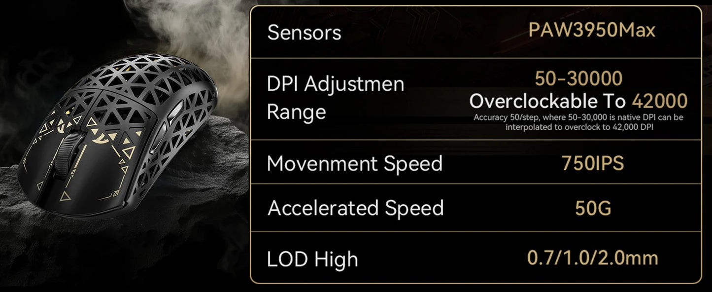 ATTACK SHARK R5 Ultra 8K Carbon Fiber Wireless Gaming Mouse with 42000 DPI-PAW3950 MAX Sensor -39g Ultra-Lightweight for Win/Mac