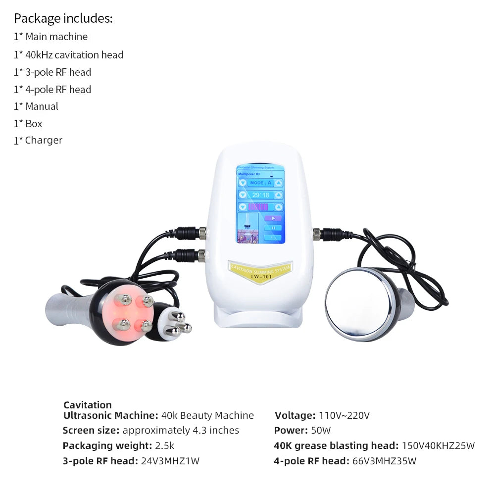 3/4-in-1 40K Body Slimming Massager Cavitation Machine Multi-Functional Device Face Body Tightening Lifting  Beauty Salon