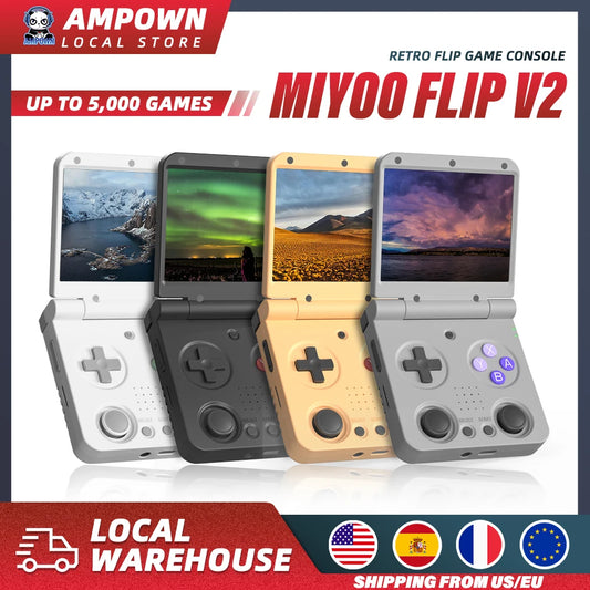 MIYOO Flip V2 Handheld Game Players 3.5''IPS Screen Linux System Onion OS Video Game Consoles Free Storage Bag Gamer Gift Gaming