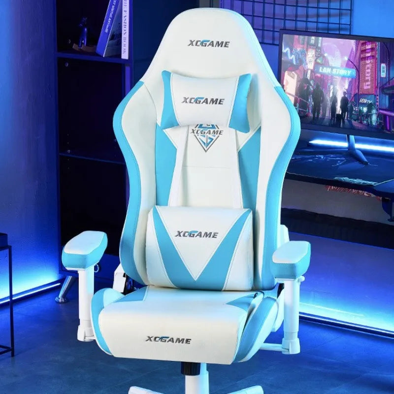 Ergonomic Gaming Chair Office Computer Chair Recliner Adjustable Lumbar Headrest PU Leather Home Dorm Student Comfortable