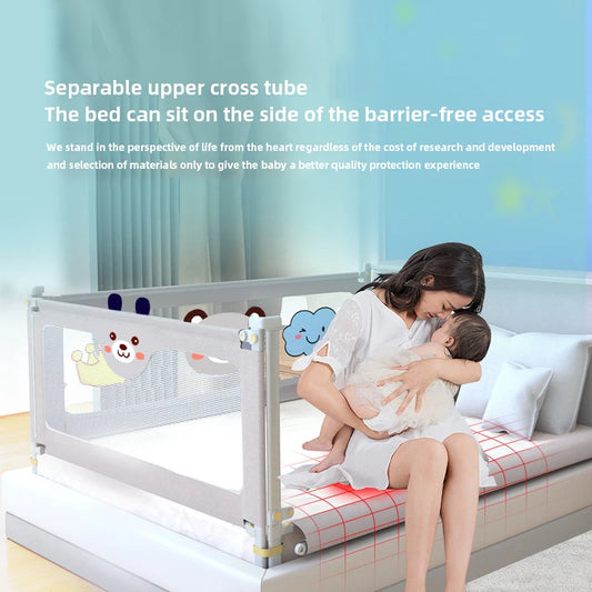 IMBABY Bed Guardrail Portable Baby Safety Bed Barrier Liftable Baby Activity Fence Cartoon Crib Bumpers Easy to Install Bed Rail