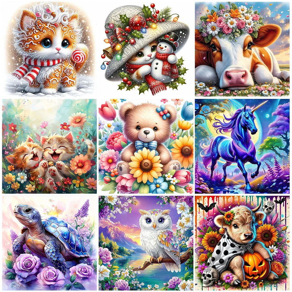 5D DIY Full Round Drill Partial AB Diamond Painting Animal Kit Art Decor Craft Children Gifts New Year Gifts Adult Gifts