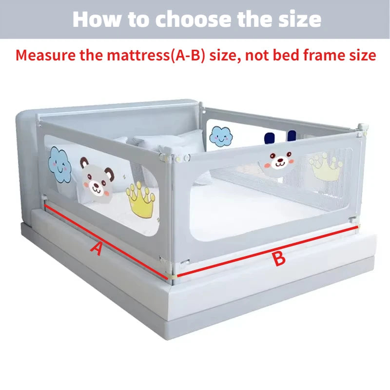 IMBABY Bed Guardrail Portable Baby Safety Bed Barrier Liftable Baby Activity Fence Cartoon Crib Bumpers Easy to Install Bed Rail