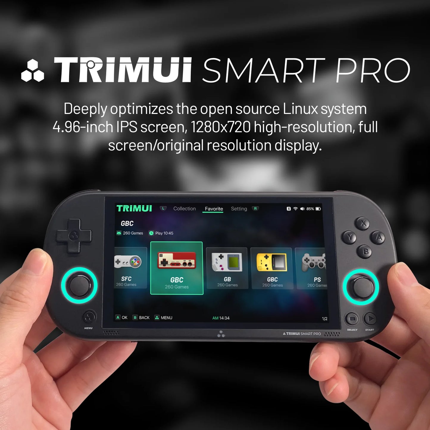 Trimui Smart Pro Consoles 4.96'' IPS Screen Handheld Game Players Linux System Emulator Portable Console Retro Video Game