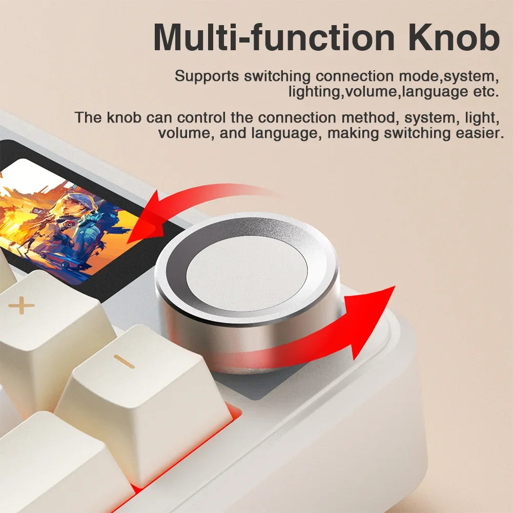 AULA F108pro Wireless Bluetooth Keyboard Macro Gaming keyboard Gasket Hot-swap Full Size Keyboard with TFT Smart Display