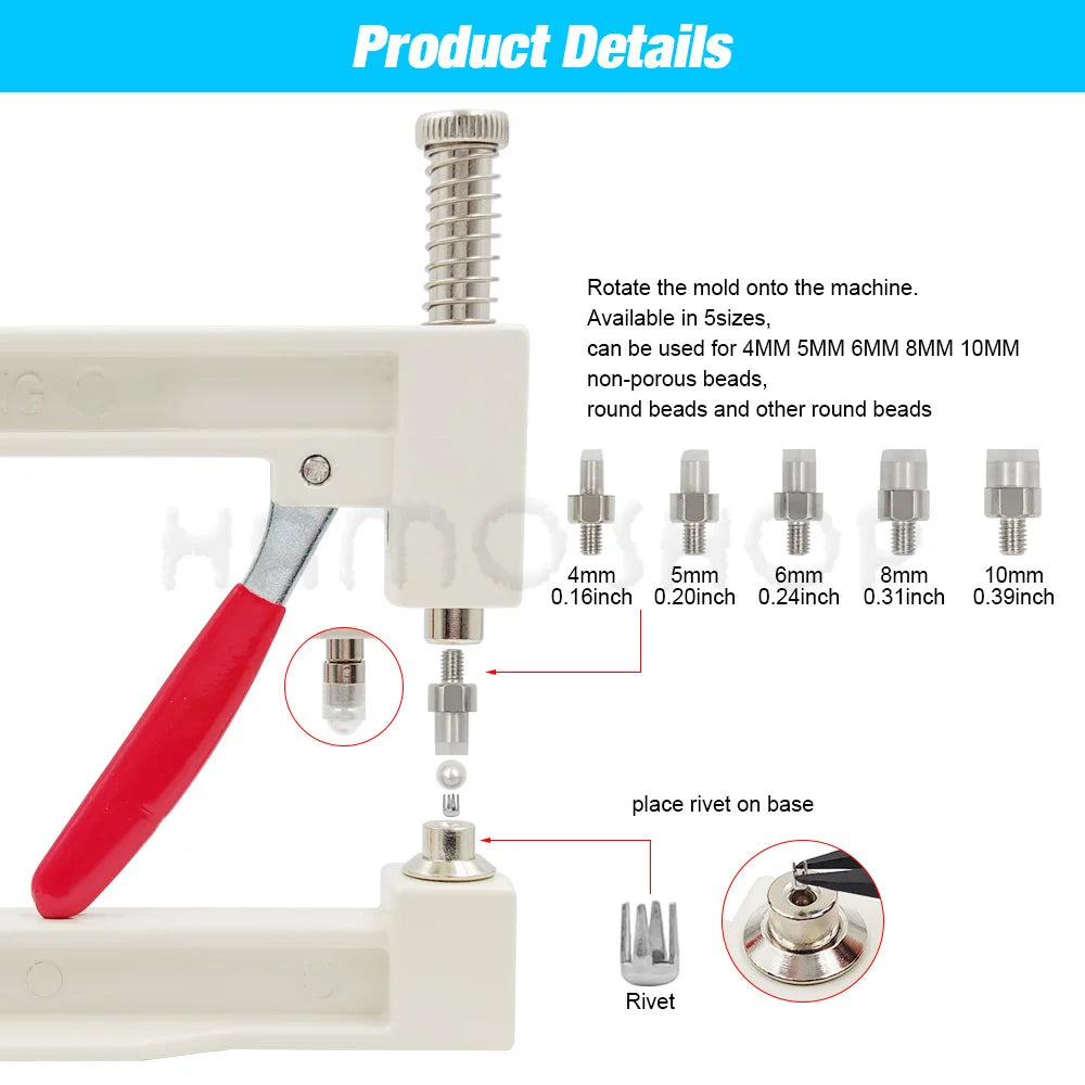 Pearl Setting Machine Manual Clothing Beads Kit with Hand Press Beads Tools Set For Decoration Cloth Bag DIY Project Accessories