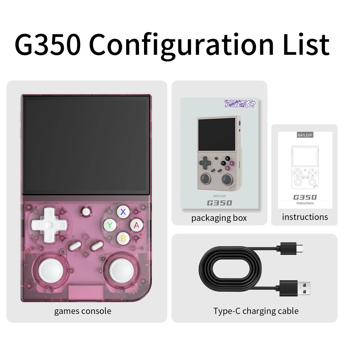 BATLEXP G350 Handheld Game Console 3.5'' IPS Screen Linux System Dual Joystick Vibration Motor Retro Portable Video Console Gift