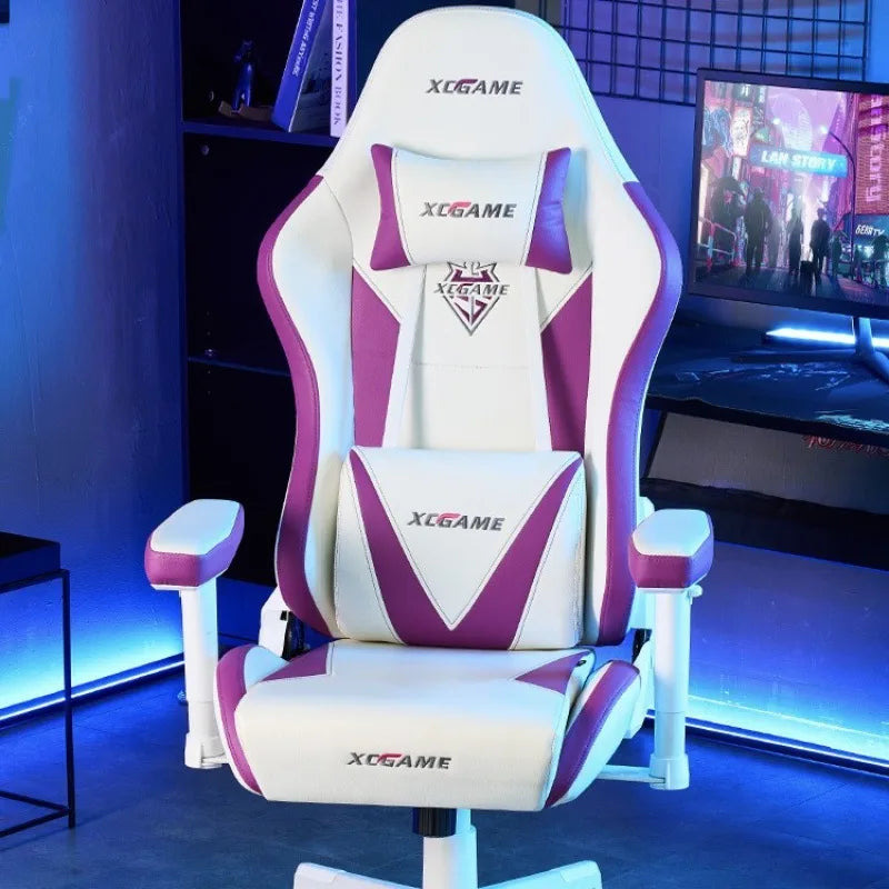 Ergonomic Gaming Chair Office Computer Chair Recliner Adjustable Lumbar Headrest PU Leather Home Dorm Student Comfortable