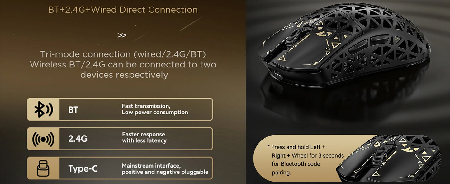 ATTACK SHARK R5 Ultra 8K Carbon Fiber Wireless Gaming Mouse with 42000 DPI-PAW3950 MAX Sensor -39g Ultra-Lightweight for Win/Mac