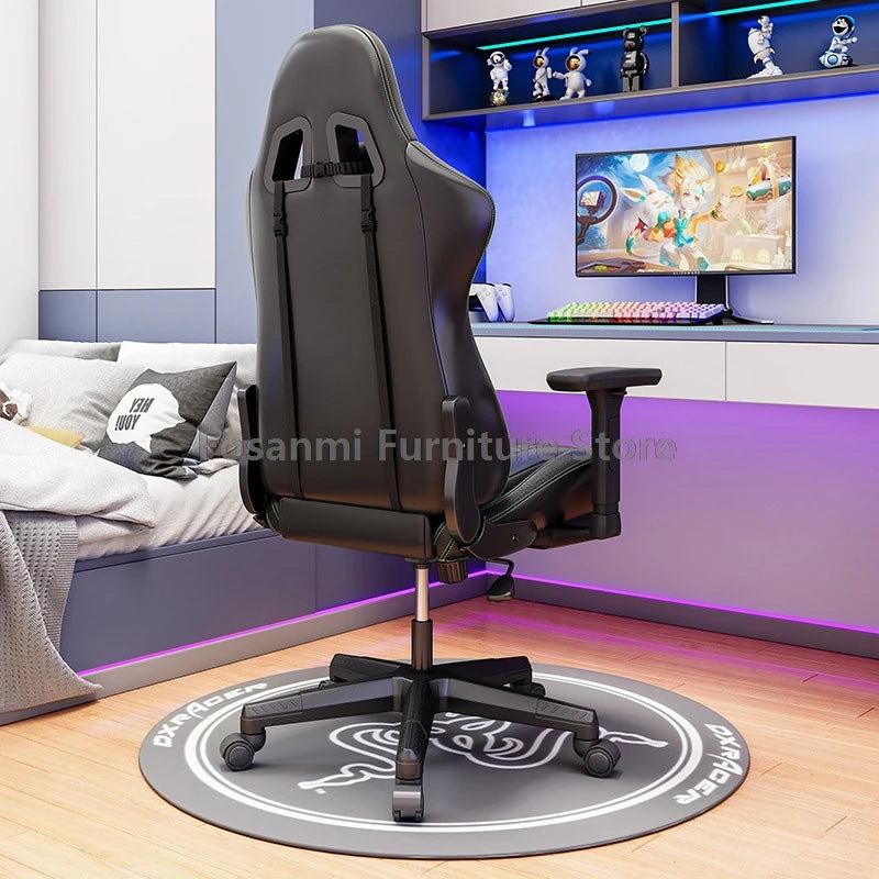 Racing Recline Gaming Chair with Rocking Function Ergonomic Adjustable Home Gamer Computer Chairs Office Leather PC Swivel Chair
