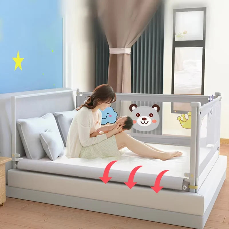 IMBABY Bed Guardrail Portable Baby Safety Bed Barrier Liftable Baby Activity Fence Cartoon Crib Bumpers Easy to Install Bed Rail
