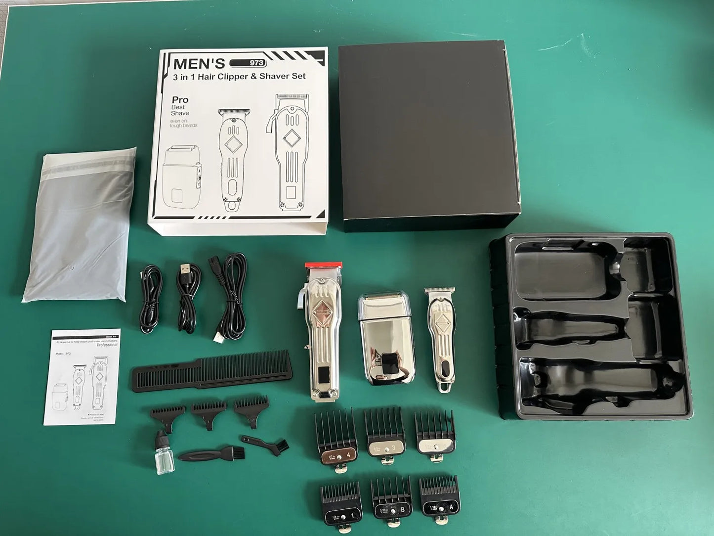 NEW Resuxi 973 3 in 1 Professional Electric Hair Clipper Shaver Set Hair Trimmer Men's Electric Shaver Hair Cutting Machine