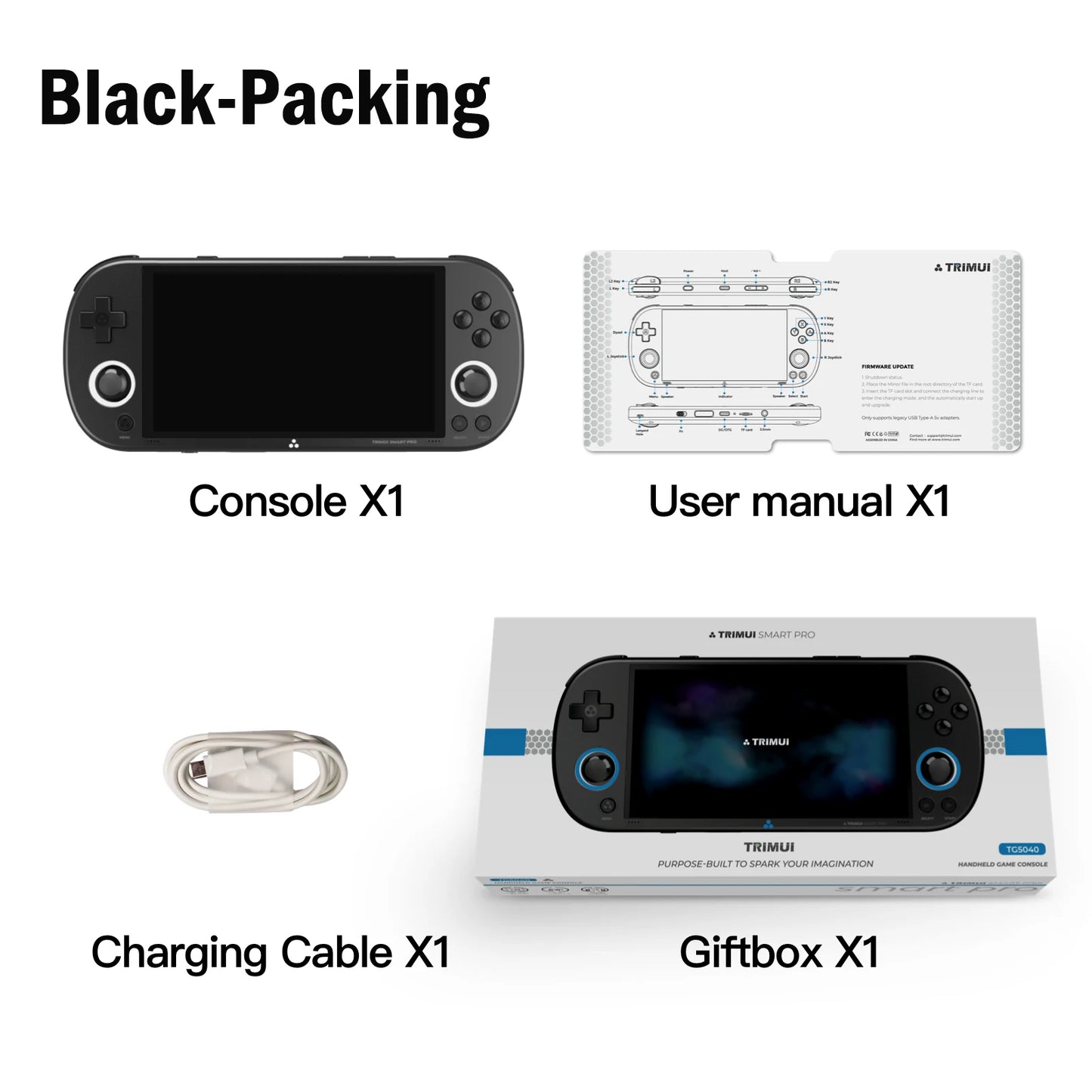 Trimui Smart Pro Consoles 4.96'' IPS Screen Handheld Game Players Linux System Emulator Portable Console Retro Video Game