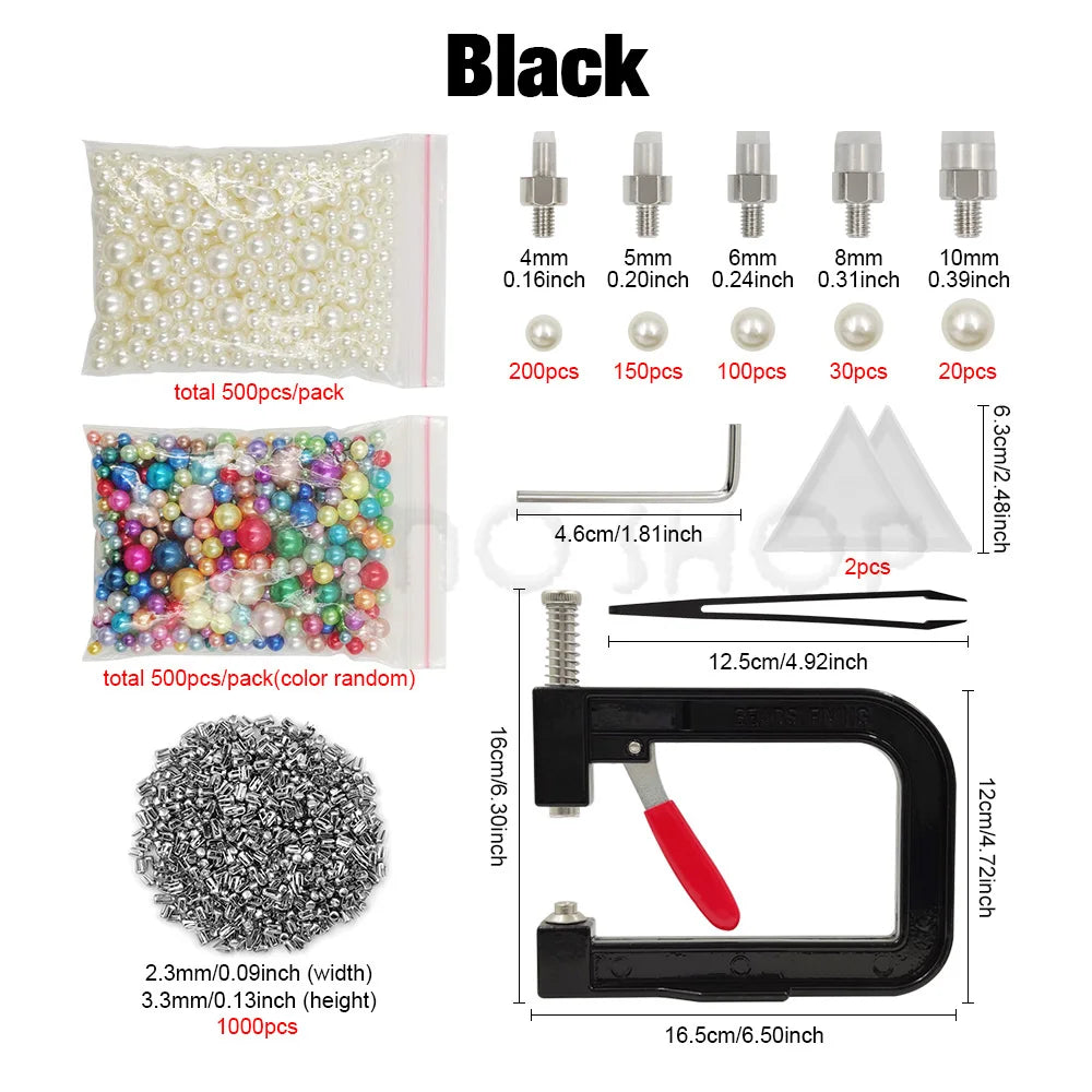 Pearl Setting Machine Manual Clothing Beads Kit with Hand Press Beads Tools Set For Decoration Cloth Bag DIY Project Accessories