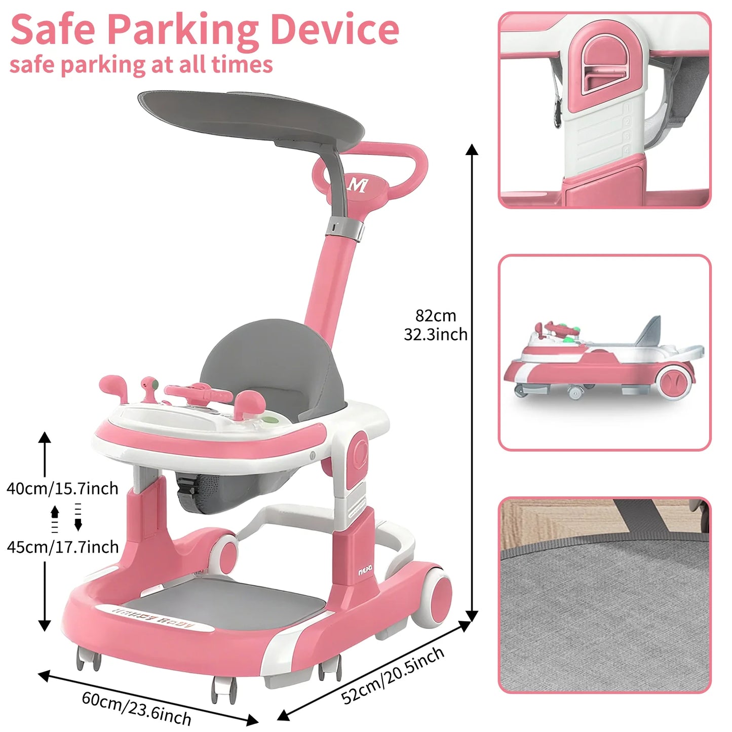 2025 Multifunctional Baby Walker With Sunshade and Seat Kids Anti-Rollover Adjustable Music Stroller Mother Baby Supplies Toys
