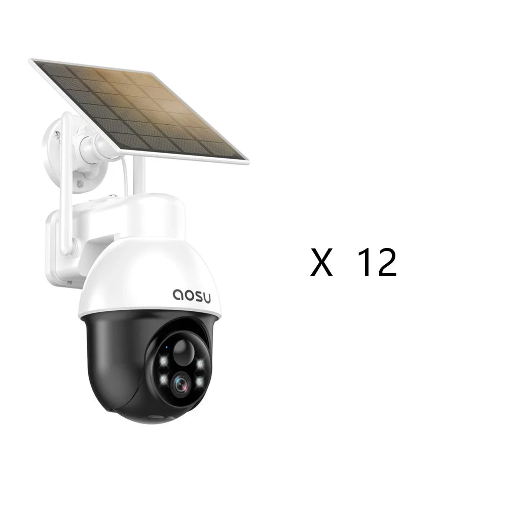 AOSU 3MP PTZ 4/8/12pcs Solar Camera 5000mAh Battery Wireless 2.4Ghz WIFI Camera PIR AI Detection 2-Way Audio Outdoor CCTV Camera