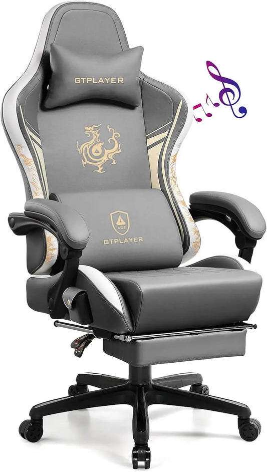 Gaming Chair with Bluetooth Speakers and Footrest, Dragon Series Video Game Chairs, Heavy Duty Ergonomic Chairs