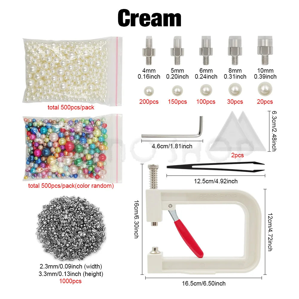 Pearl Setting Machine Manual Clothing Beads Kit with Hand Press Beads Tools Set For Decoration Cloth Bag DIY Project Accessories