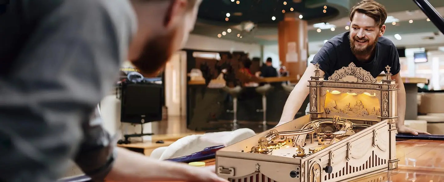 Robotime 3D Pinball Machine Puzzle Amusing Table Game Mechanical Wooden Model Building Kits for Adult 14+ Teens