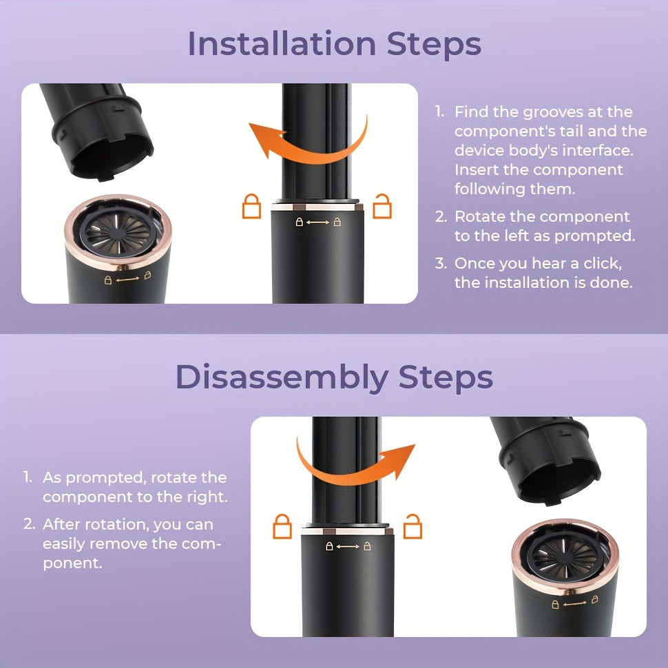 OUDIM 6-in-1 Multi-Functional Hot Air Comb & Styler - Negative Ion Technology, 110, 000 RPM High-Speed Frizz-Free Hair Dryer Brush, Curling Iron & Straightener with Auto-Winding Rod, Foldable Handle & Storage Bag for Rapid Dr