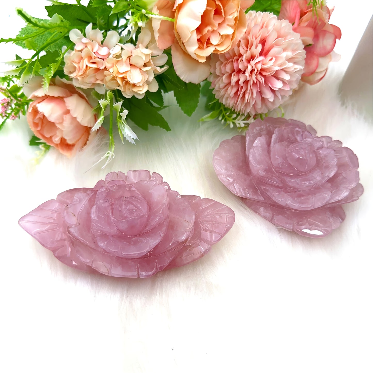 1pc Hand-Carved Rose Quartz Peony Flower – Pink Crystal Romance Decor, 300-500g/10.5-17.6oz, Irregular Shape, Perfect for Valentine’s Day, Mother’s Day, Christmas, Thanksgiving & Graduation Gifts, Home Decoration