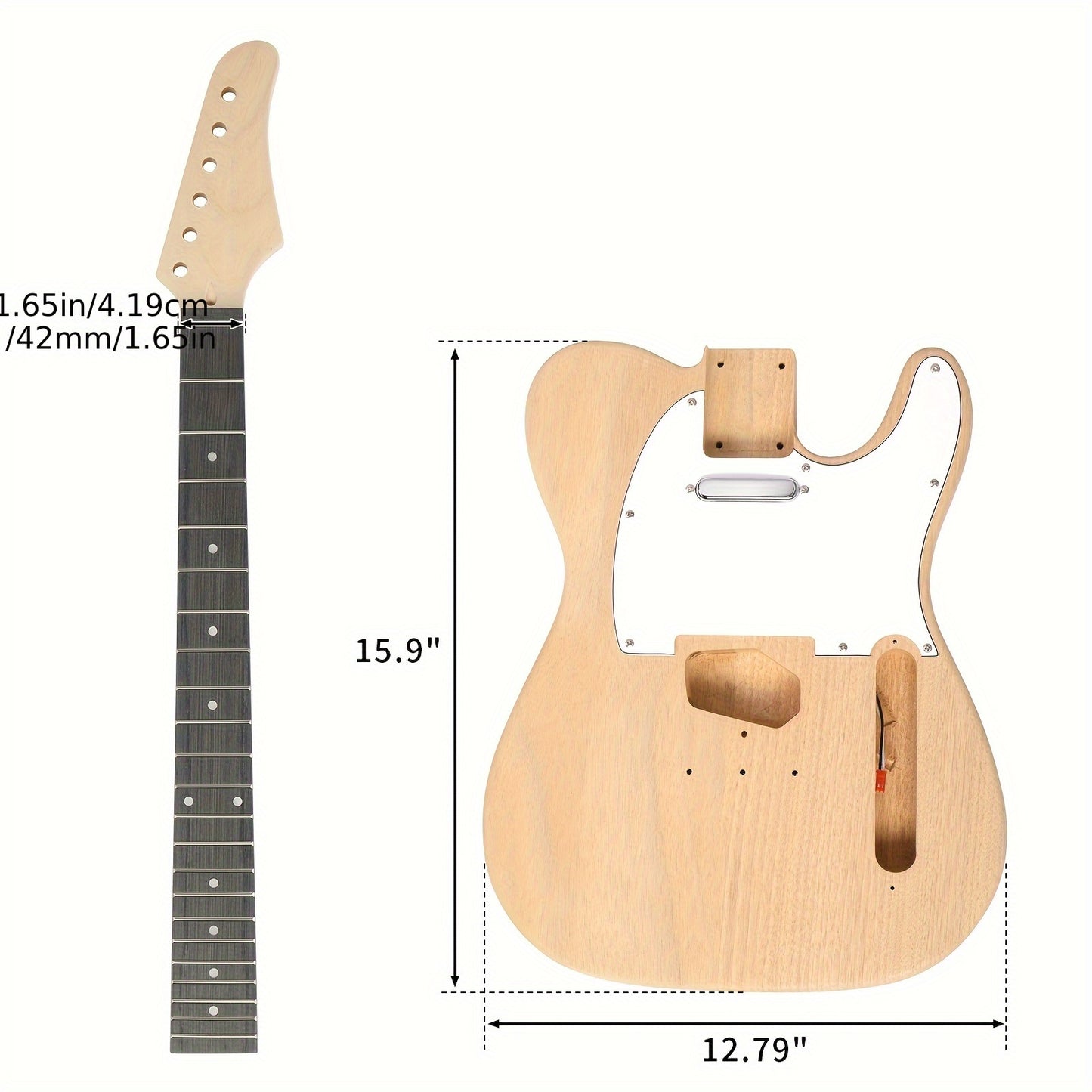 DIY Guitar Kit with Mahogany Body, Ebony Fingerboard and Maple Neck, 6 String DIY electric Guitar Kit with Classic Design, Easy Installation & Full Equipment to Build Your Own Guitar