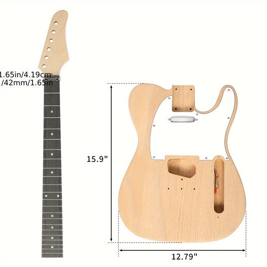DIY Guitar Kit with Mahogany Body, Ebony Fingerboard and Maple Neck, 6 String DIY electric Guitar Kit with Classic Design, Easy Installation & Full Equipment to Build Your Own Guitar