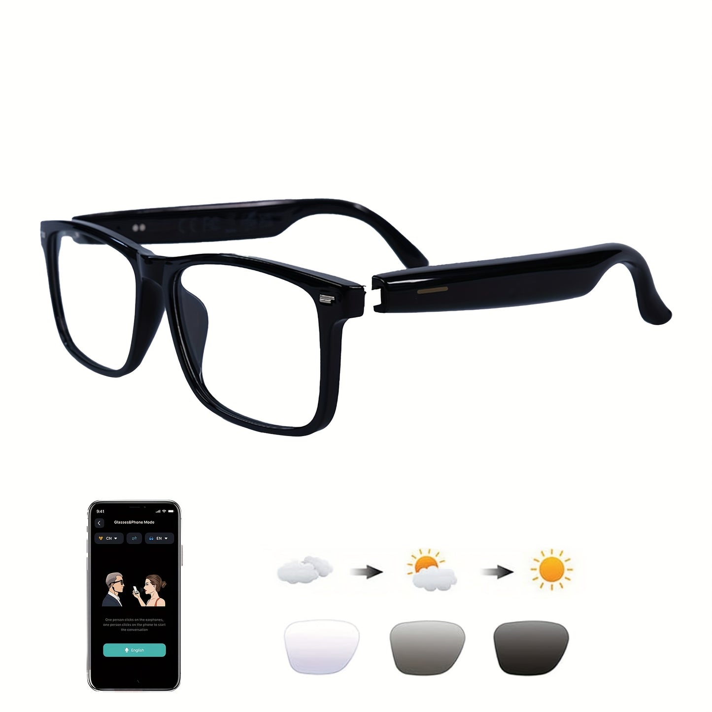 AI Smart Glasses, Smart Glasses with 160+ Languages Real Time Translation Support, Chat GPT System, OICIIDO New Multi-functional Audio Glasses for Men And Women, Built-in Microphone And Speaker, HD Voice Calls And HIFI Music