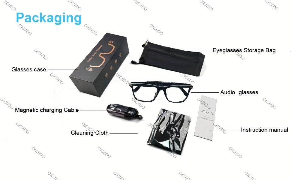 AI Smart Glasses, Smart Glasses with 160+ Languages Real Time Translation Support, Chat GPT System, OICIIDO New Multi-functional Audio Glasses for Men And Women, Built-in Microphone And Speaker, HD Voice Calls And HIFI Music