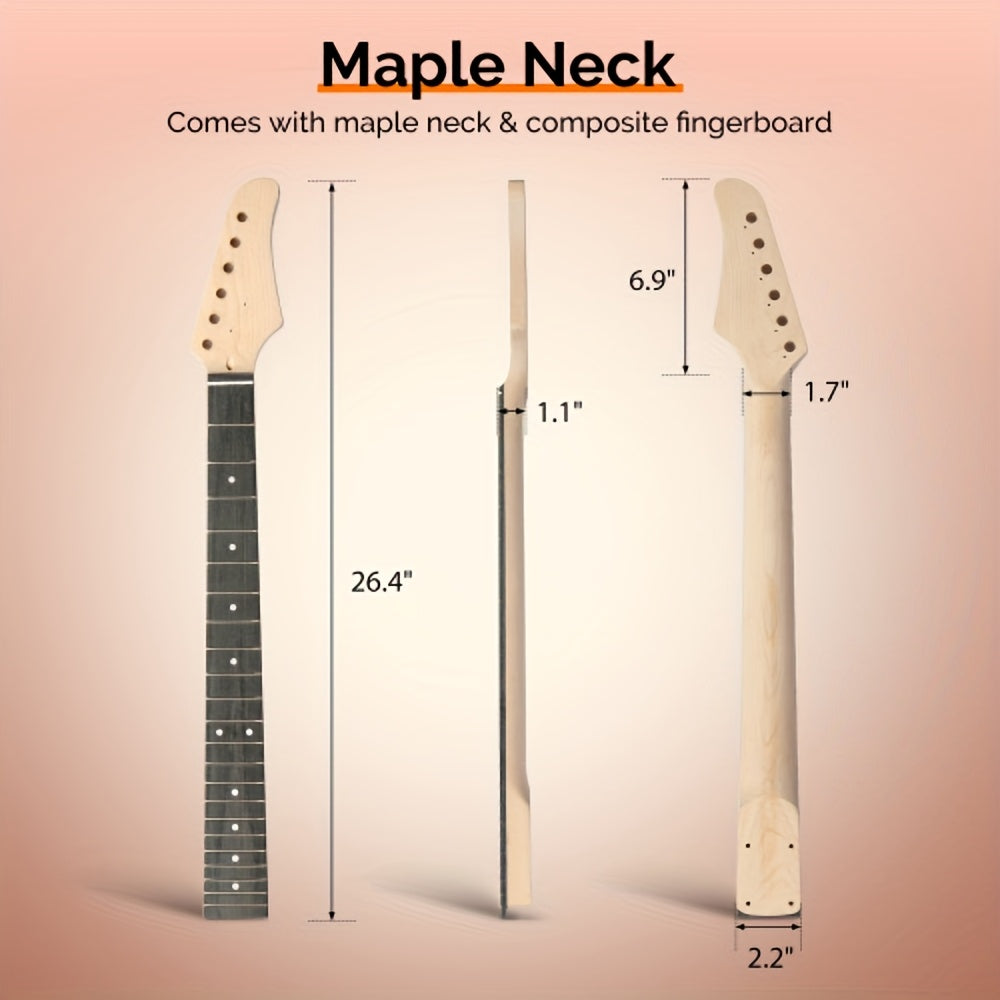 Glarry DIY Electric Guitar Kit, 6 Strings Guitar Kit with Mahogany Wood Body Maple Neck for Beginner, All Components Included Build Your Own Guitar