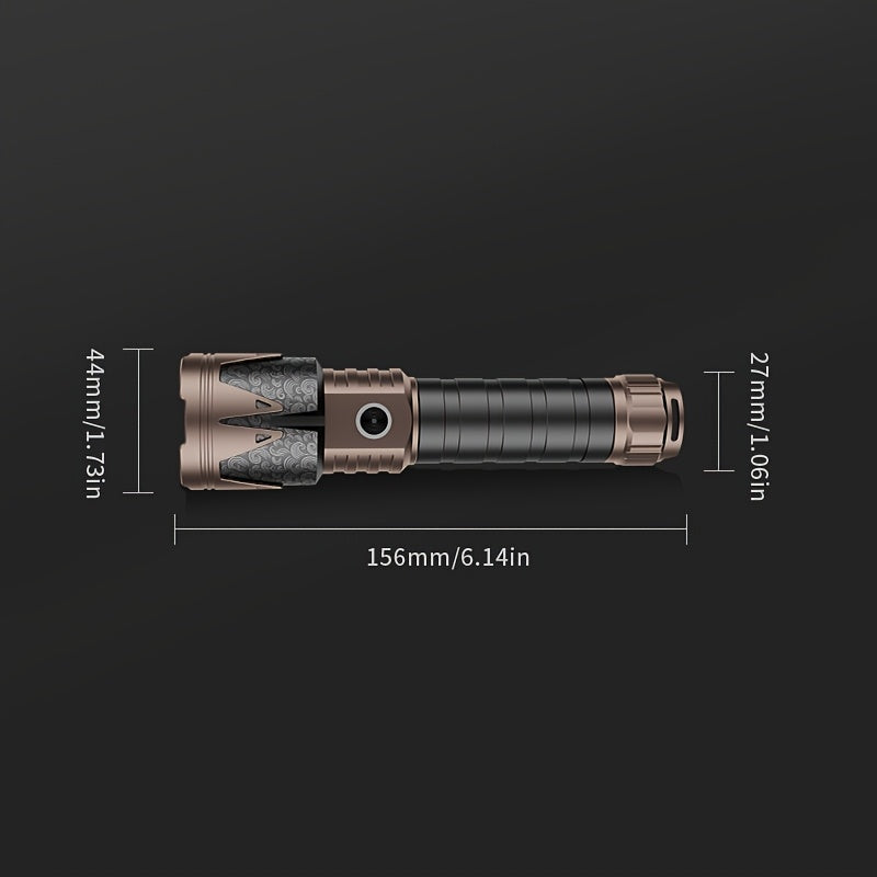 SKYFIRE LED Flashlight High Lumens With Ignition Lens, Super Bright Tactical Flashlight, Zoomable, Five Modes, Flash Light For Camping Essentials, Outdoor, Home And Emergency