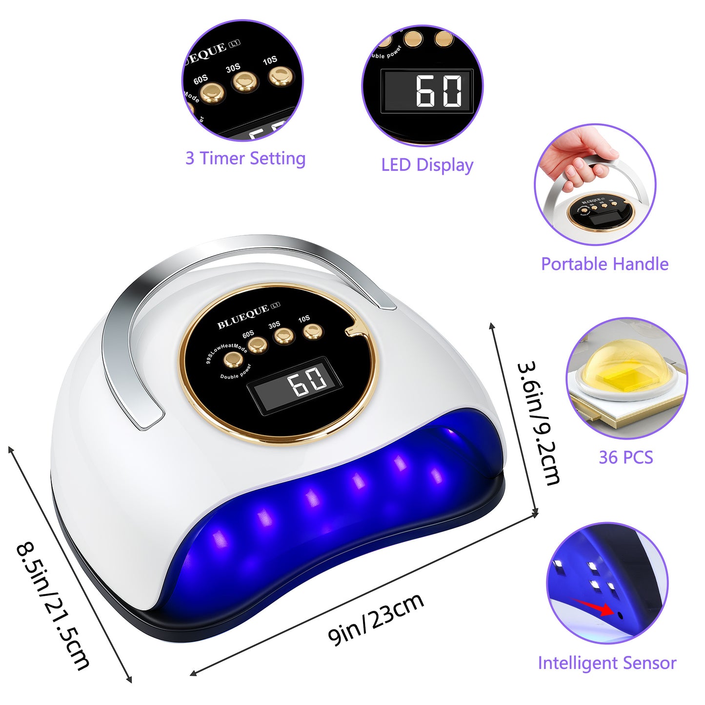 Professional UV Light for Gel Nails, LED Nail Lamp for Gel Polish with 4-Timer and Sensor, 39 PCS LED Beads, UV Dryer for Salon Home Gift for Woman Mom Girl