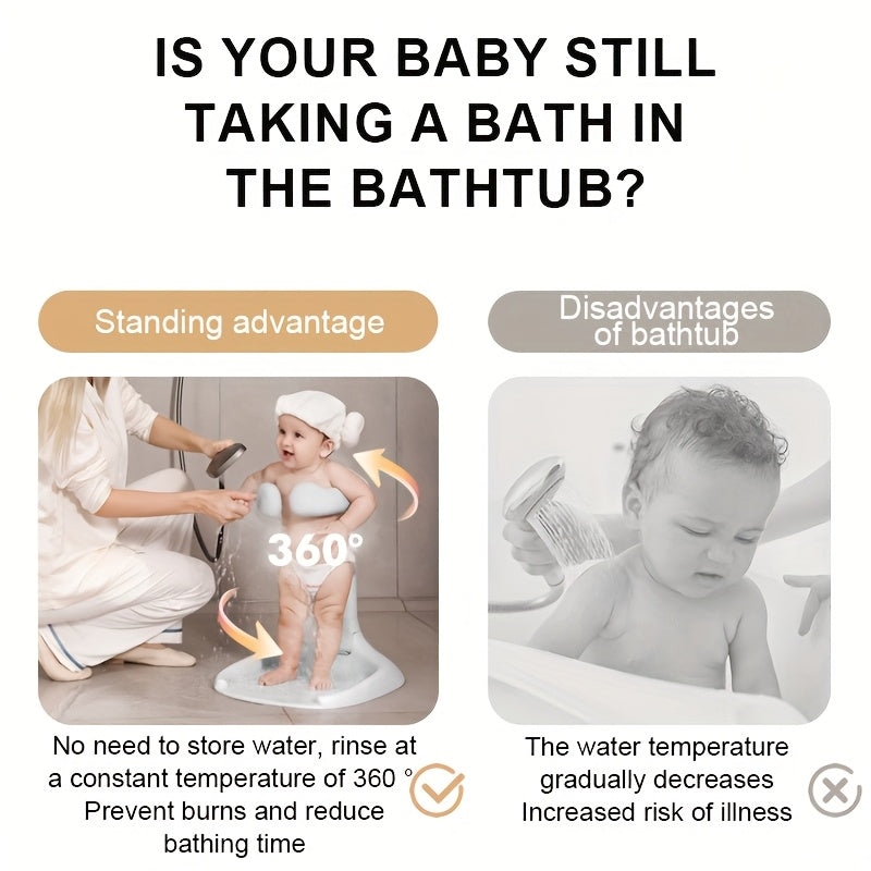 5-speed Adjustable Baby Bathroom Bracket, Non Slip Base, Adjustable Silicone Armrest, High-quality ABS Material, Foldable Storage, Suitable For Children Aged 6 Months To 6 Years Old, Safe Bathing Assistant