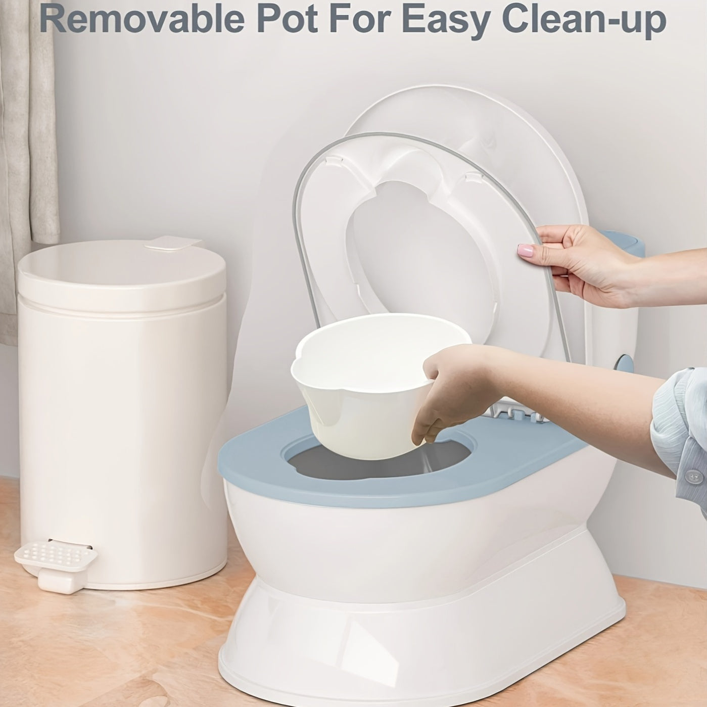 2-In-1 Toddler Potty Training Toilet - Larger Potty Chair And Removable Training Seat With Realistic Flush Sounds, Flip-Up Toilet Seat, Storage Bin And Toilet Paper Holder For Kids 1-3 Years Old